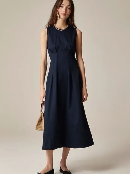 J. Crew Dresses & Skirts - J. Crew pintuck midi dress in stretch twill in navy